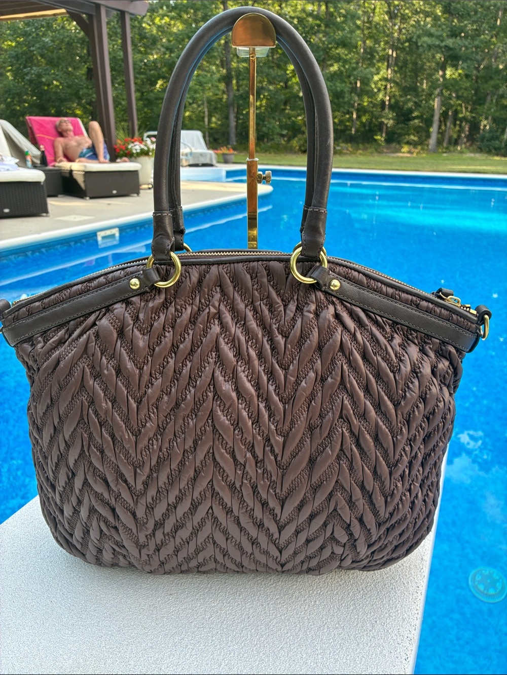 Coach Madison Quilted Chevron Nylon Lindsey Satchel **Limited Edition** - Picture 8 of 10